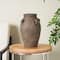 15.5" Dark Brown Ceramic Handmade Textured Vase